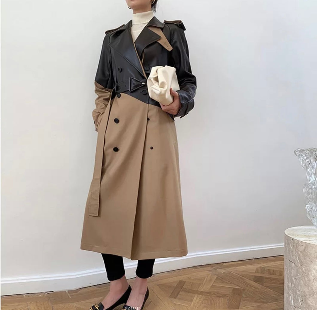 Women’s Khaki Leather Trench